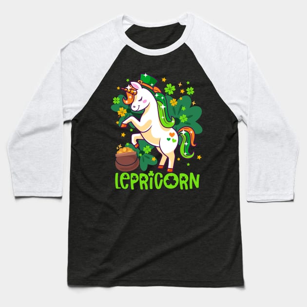 Unicorn Lepricorn St Patricks Day Leprechauns Girls Women Baseball T-Shirt by alcoshirts